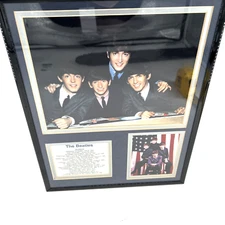 Framed Beatles Memorabilia Display With Photos & Album History Plaque 11x14"
