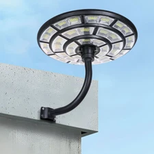 360° Round Solar Lights Outdoor LED Flood Light Dusk to Dawn Motion Sensor Lamp