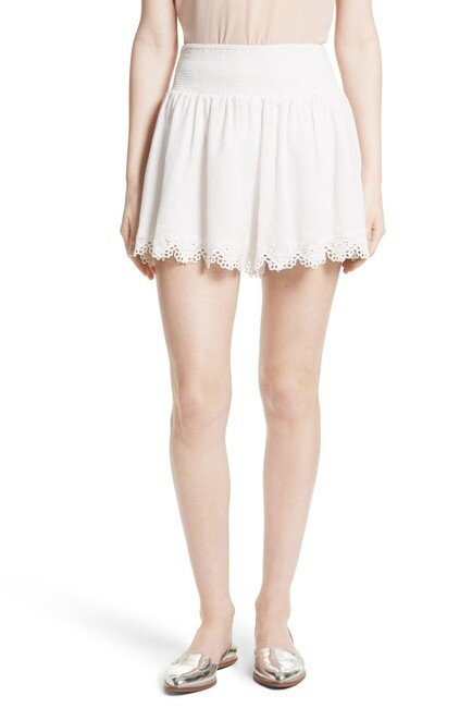 Rebecca Ivory Amora Embroidered Cotton Shorts Women's Size XS L103142
