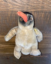 6  STEIFF PENGUIN GERMANY TAG BUTTON MOHAIR Vintage Plush Doll Stuffed Animal