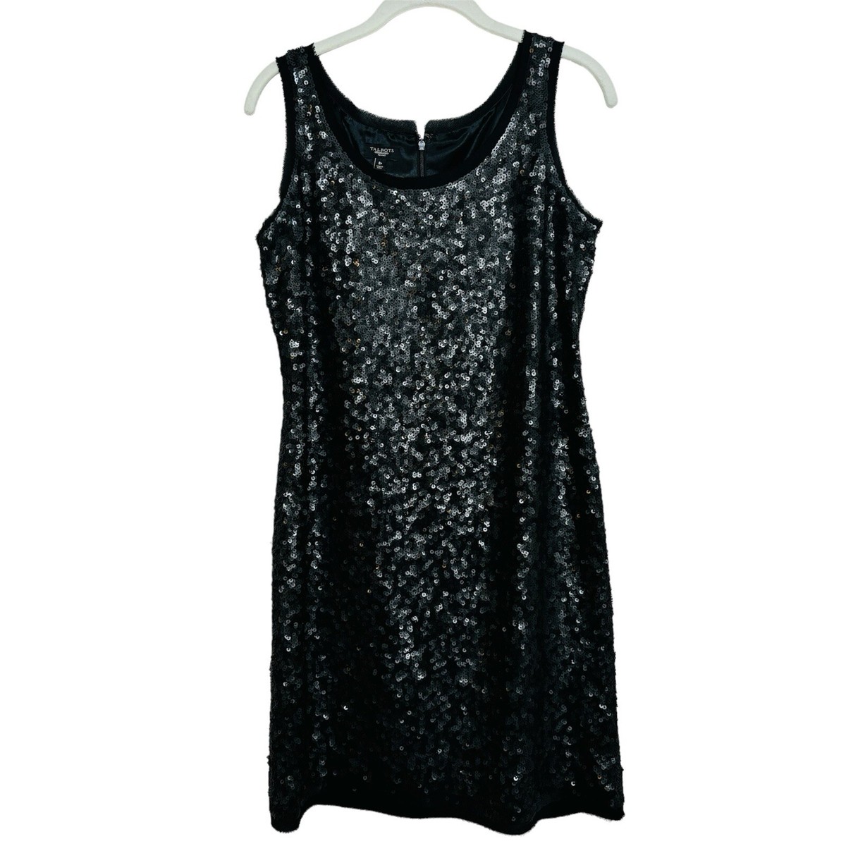 Talbots Petite Dress LBD 8P Sequins Sleeveless Scoop Lined 100% Silk Cocktail Talbots Petite Dress LBD 8P Sequins Sleeveless Scoop Lined 100% Silk Cocktail