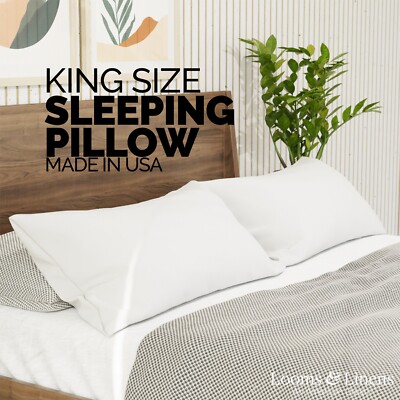 King Size 20 x 30'' Sleeping Bed Pillow Hypoallergenic Hotel Quality Made in USA