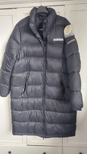 Napapijri. Large 14-16. Box Logo Long Water-repellent Puffer Coat In Black 