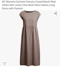 Womens Summer Cotton Linen Dress Ladies Hoilday Pocket Sun Dresses Plus Size UK