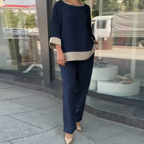 Women Crewneck 3/4 Sleeve Tops Shirt OL Office Work Ladies Pants Trousers - Picture 15 of 15