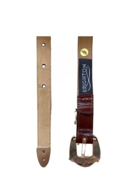 BRIGHTON Women’s Brown Croc Embossed Braided 3 Strand Leather Concho Belt M Brighton Belt Womens Large Leather Brown Woven Braid Croc  main image 2