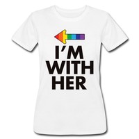 Lesbian Couples I'm With Her Left Part Women's T-shirt By American Apparel By Lesbian Couples I'm With Her Left Part Women's T-shirt By American Apparel By