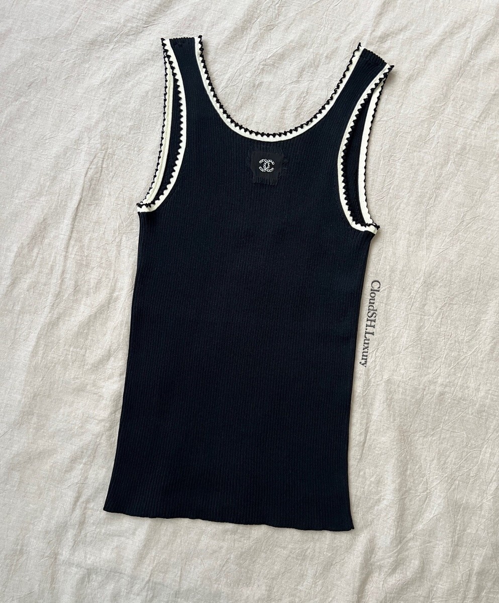 Auth Chanel Classic CC Logo Black Knit Tank Top - Size 38 | eBay Auth Chanel Classic CC Logo Black Knit Tank Top - Size 38 | eBay