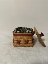 Longaberger Tree Trimming 2000 Let It Snow Basket, Lid Liner Tie-on Protector