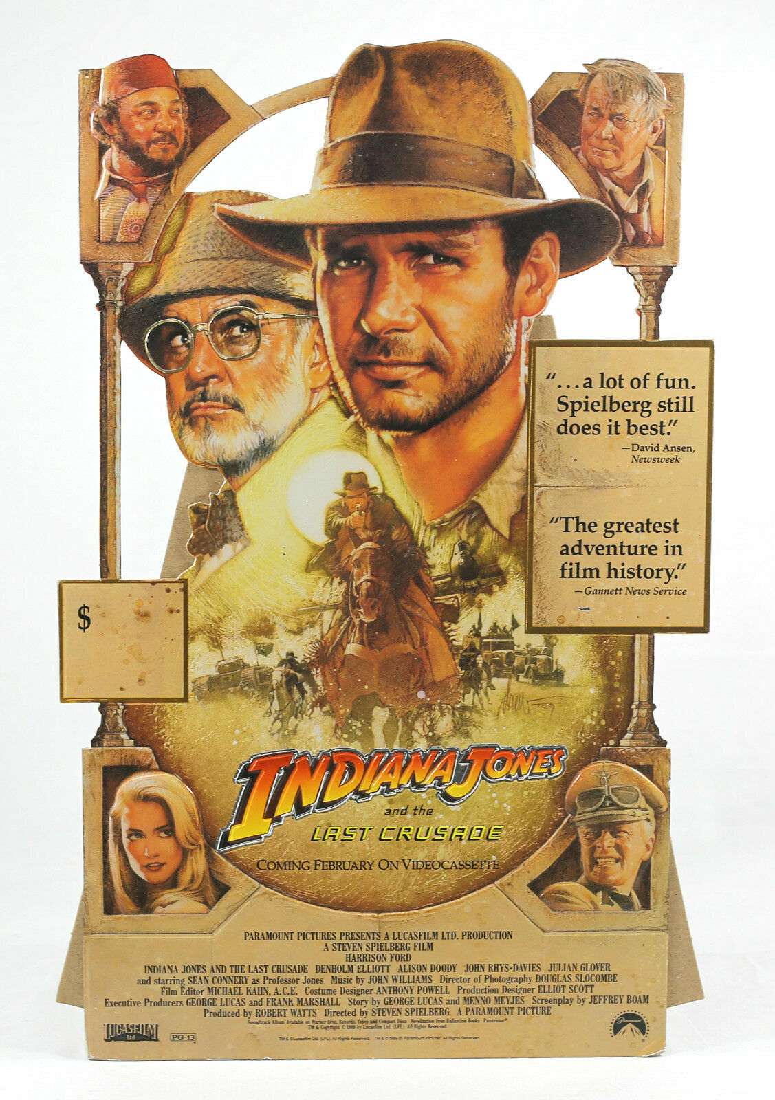 INDIANA JONES 1989 The Last Crusade VHS Counter Display Standee UNUSED
