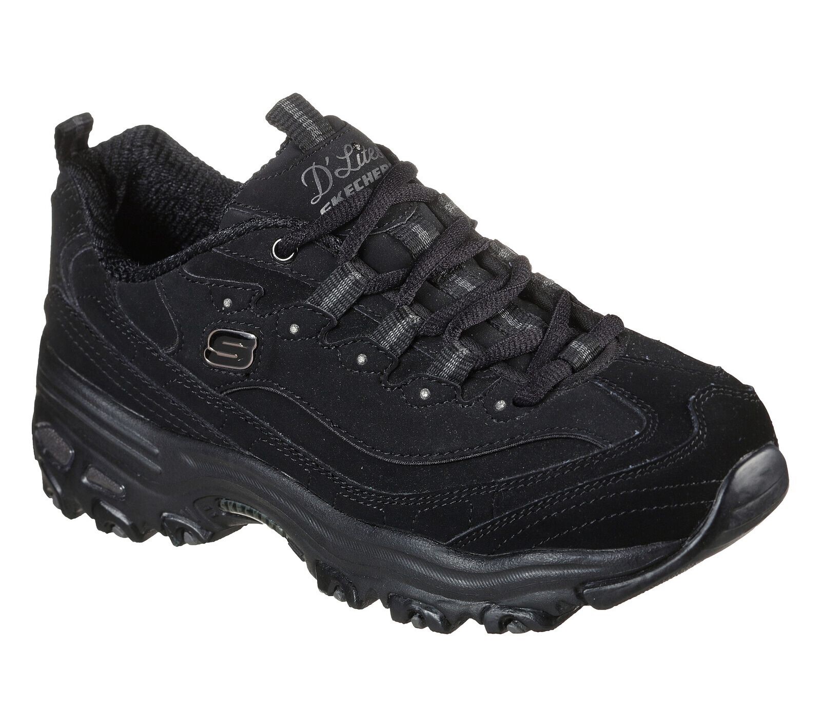 skechers women`s D`lites play on black 11949 wide fit