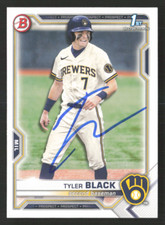 TYLER BLACK Signed Auto 2021 Bowman Draft Card # BD-200 Milwaukee Brewers 18