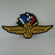 Indianapolis Motor Speedway IMS Wings, Wheel & Flags Logo Collector Wooden Sign