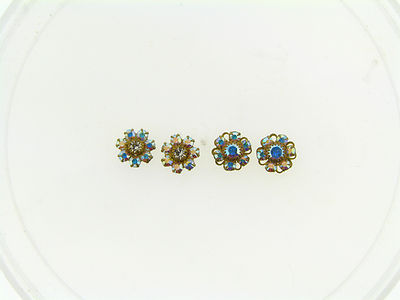 Vintage Clear AB Crystal Fancy Flower Burst Prong Brass Layer Jewelry Findings