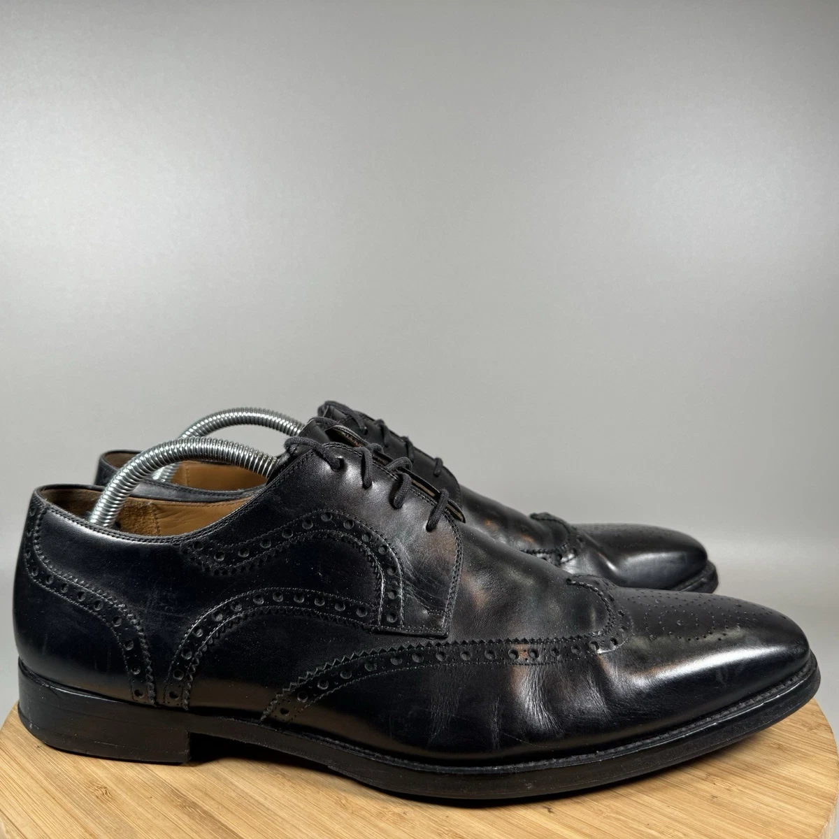 Magnanni Black Leather Wingtip Oxford Dress Shoe Pointed Square Toe Mens Size 10 Magnanni Black Wingtip Dress Shoes for Men for sale | eBay main image 2
