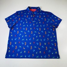Birdie Bound Men's Blue Performance Stretch Golf Polo Birdie Drinks 3XL XXXL