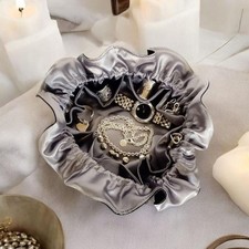 Crystal Satin Jewelry Travel Pouch with Pockets