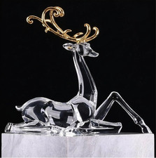 Large Clear Acrylic Reindeer W/ Gold Antlers Christmas Decoration Indoors