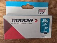 Genuine Arrow 208 T20 Staples 1/2 12mm 1000 Staples - New in Box