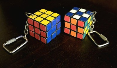 2 Vintage 1981 Rubiks Cube Puzzle Keychain 1 Inch Squared