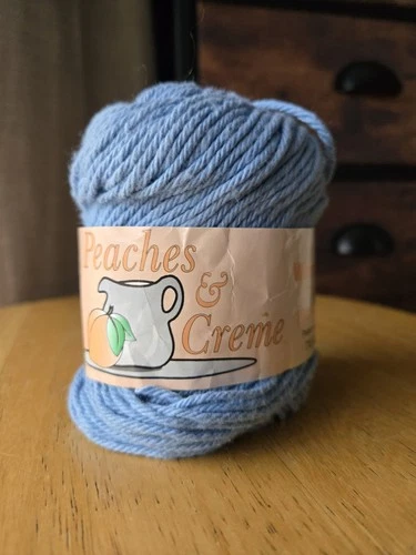 Vintage Peaches & Creme light Blue worsted soft Cotton Yarn 46g - product listing photo