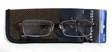 FOSTER GRANT 1.50 "Peter" Bronze Metal Half Rimless Reading Glasses w/Case - NEW