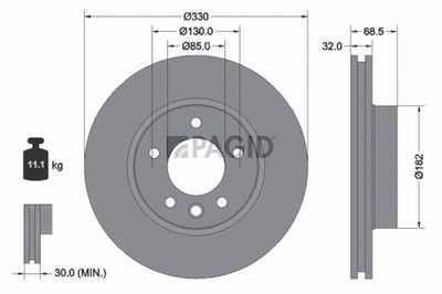 1x PAGID Bremsscheibe 54216NHC für VW TOUAREG 7LA 7L6 7L7 7P5 7P6 VAN TDI TSI