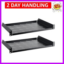 2 PCS Black 1U Server Rack Shelf 12 Inch Depth Vented Mount 19 Inch 44lb