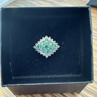 Vintage Genuine Emerald and Cubic Zirconia Ring, 925 in Gold Vermeil SZ 7
