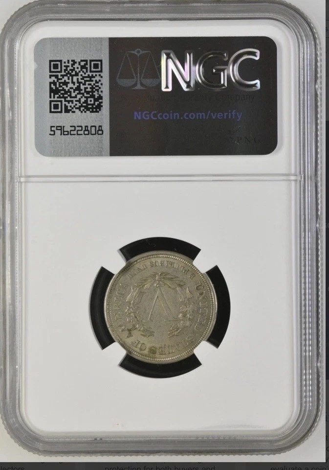 1883 Liberty Head V Nickel “No Cents” • NGC MS61 • First Year Philadelphia - Image 2 of 4