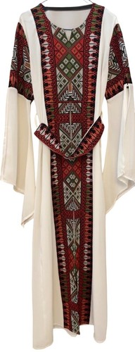 Handmade Embroidered Traditional Thobe Maxi Dress Palestinian Jordanian Style Wh