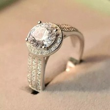 2Ct Round Cut Lab Created Diamond Women's Engagement Ring 14K White Gold Plated