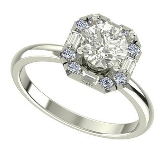 1.5 Ct White Round Vvs1 Real Moissanite Halo Wedding Ring Sterling Silver Size 7