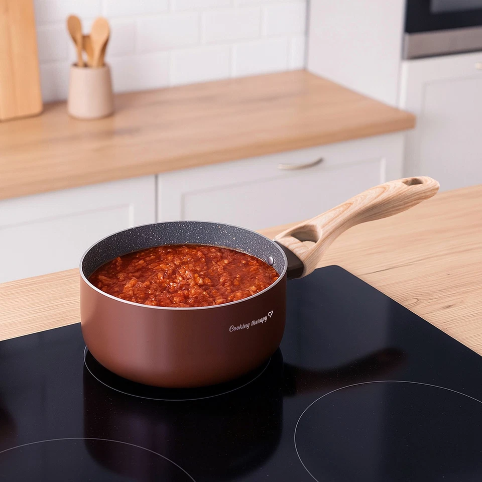 Casseruola 16 cm marrone Cooking Therapy con coperchio marrone - Immagine 2 di 4