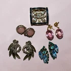 Vintage Costume Jewelry Lot Weiss Style Unsigned Brooch & 4 Pairs of Earrings