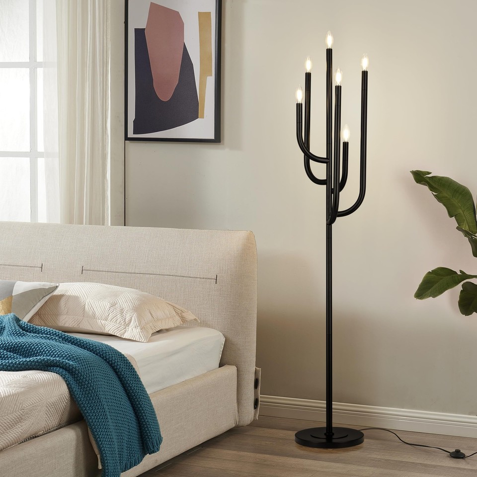 Black Floor Lamp for Living Room, Modern Floor Lamps for Bedroom, 63