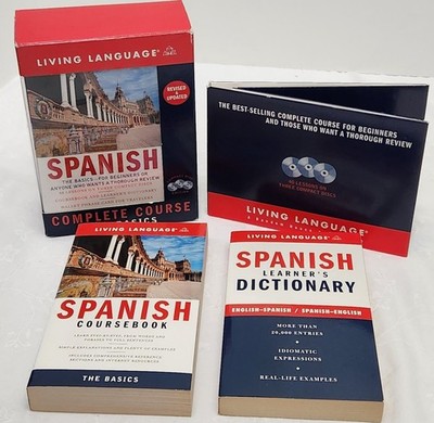 Living Language Spanish Complete Course 3 Disc/CD Set/Dictionary/Coursebook VG