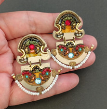 Orecchini Ayala Bar Vintage Clip On Boho Mosaico Arte Popolare Colorati Artigiani Israeliani