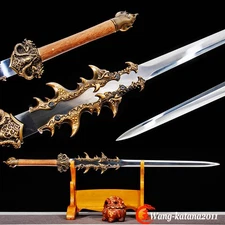 Double Edge Sharp Straight Sword Chinese Dragon Exorcism Jian Manganese Steel
