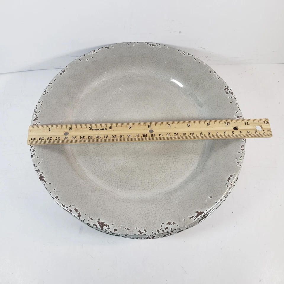 Conjunto de 4 Pratos de Jantar Il Mulino New York Rústico Crackle Marrom Melamina 11" - Imagem 4 de 4