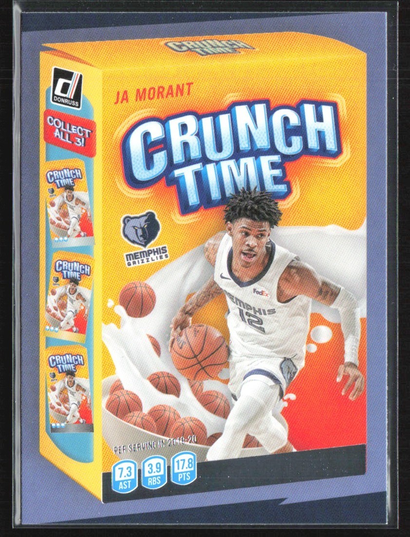 Ja Morant #19 Basketball Cards 2020 Donruss Crunch Time trading card — raw and PSA graded price guide