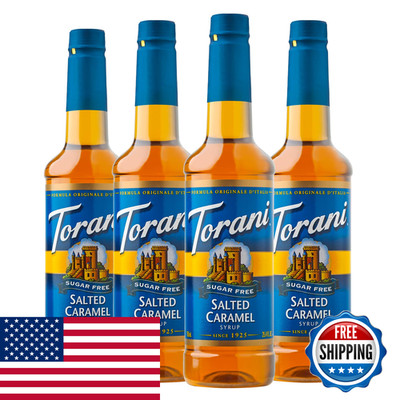 Torani Sugar-Free Syrup Salted Caramel Syrup 25.4 Fl Oz Bottle Pack Of 4