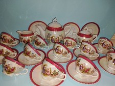 SERVIZIO CAFFÈ COMPLETO DA 12 IN PORCELLANA DAMINE ANGELICA HAUFMANN VINTAGE