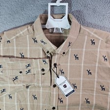 NEW Roundtree  Yorke Portuguese Flannel Shirt Men XXL Moose Textured Button Tan