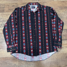 Vintage 80s 90s Wrangler Brushpopper Aztec Southwestern pearl snap Shirt, large