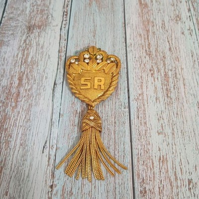 SONIA RYKIEL Brosche Vintage Gold Metall Schmuck Gebraucht
