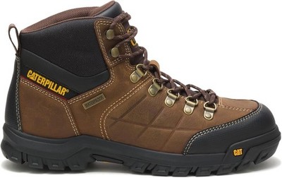 CAT Men's Threshold Waterproof Work Boot Leather Slip Resistant Brown P74128