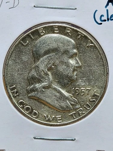 1957-D Franklin Half Dollar Raw AU (Details)