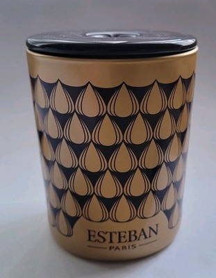 ESTEBAN Paris FIGUE NOIRE Art Deco Design LEER Kerzenhalter & Deckel GOLD LILA