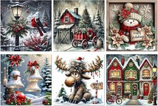 6 Pack Christmas Diamond Art Kits for Adults, DIY Wall Decor